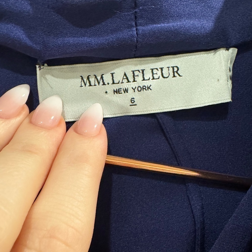MM Lafleur Blue Draped Blouse Silk - Picture 5 of 5